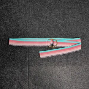 Unbranded Web Belt Womens 22-24 Multi-Color Striped Double D-Ring Canvas Boho